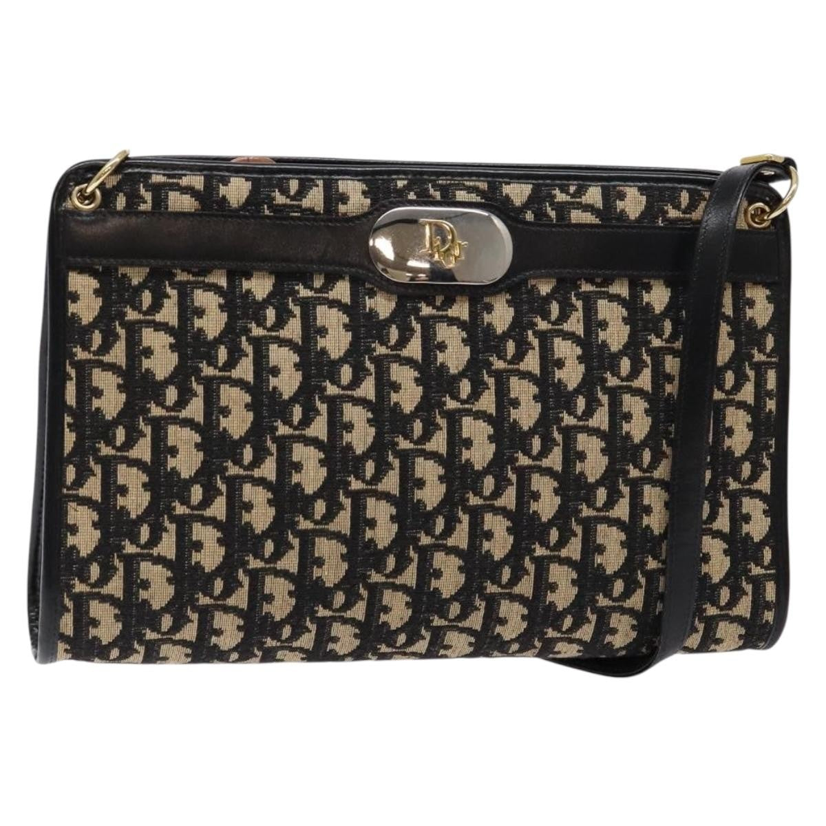 Christian Dior Vintage Trotter Shoulder Bag Canvas, NAVY, CANVAS, Shoulder bag