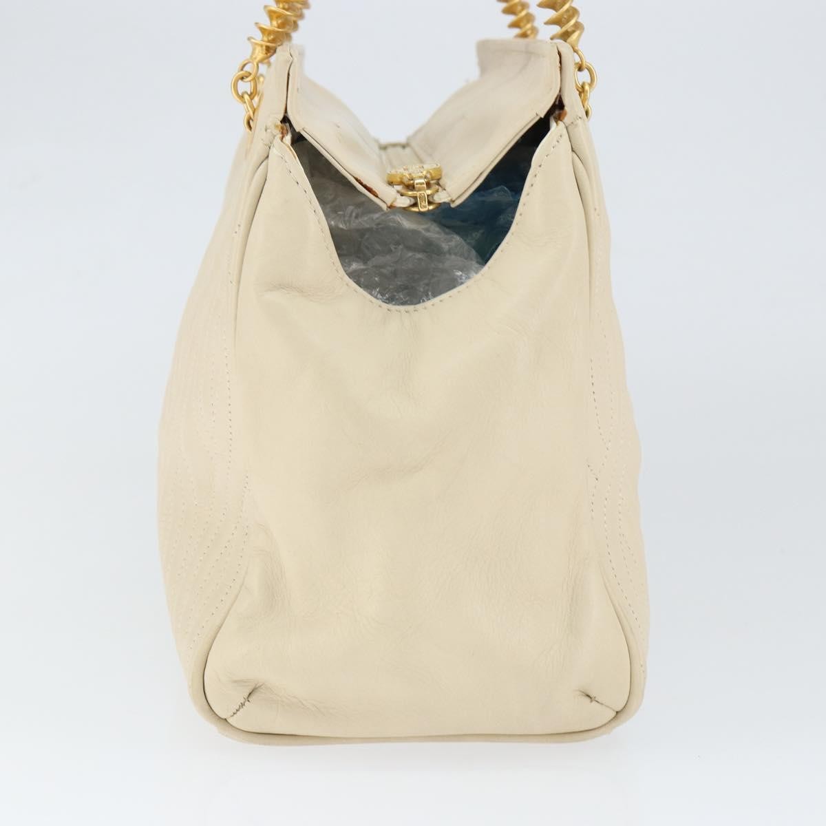 Fendi Wave Stitch Handbag Leather, BEIGE, LEATHER, Handbag