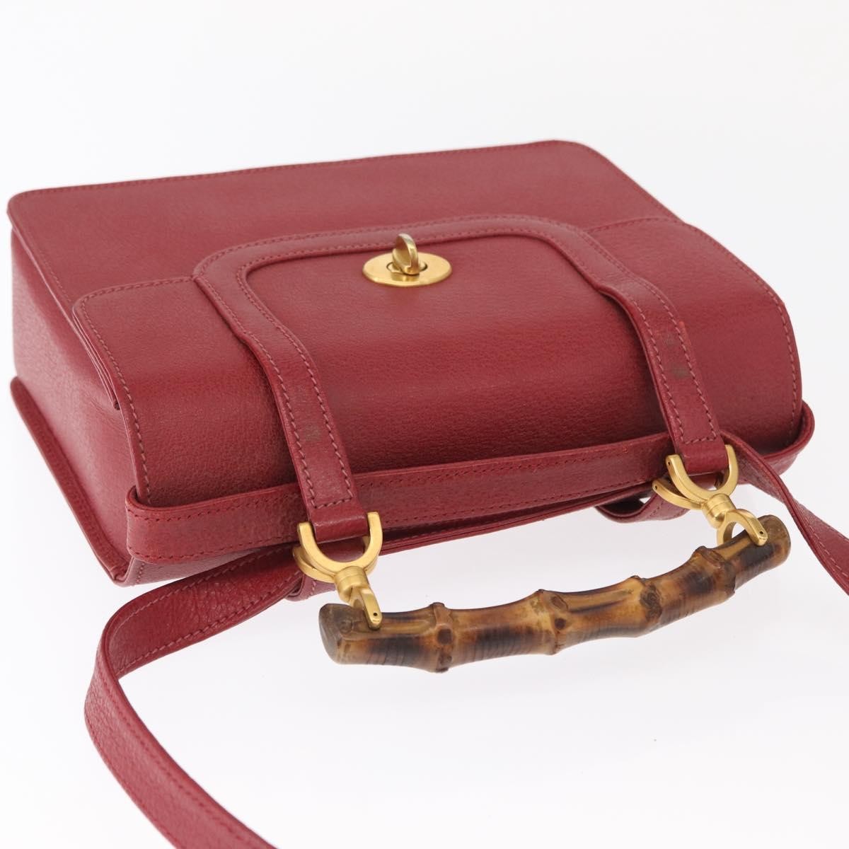 Gucci Vintage Bamboo Handle Bag Leather, RED, LEATHER, Handbag