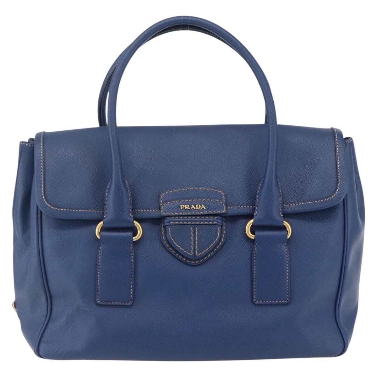 Prada Vintage Handbag Leather, BLUE, LEATHER, Handbag