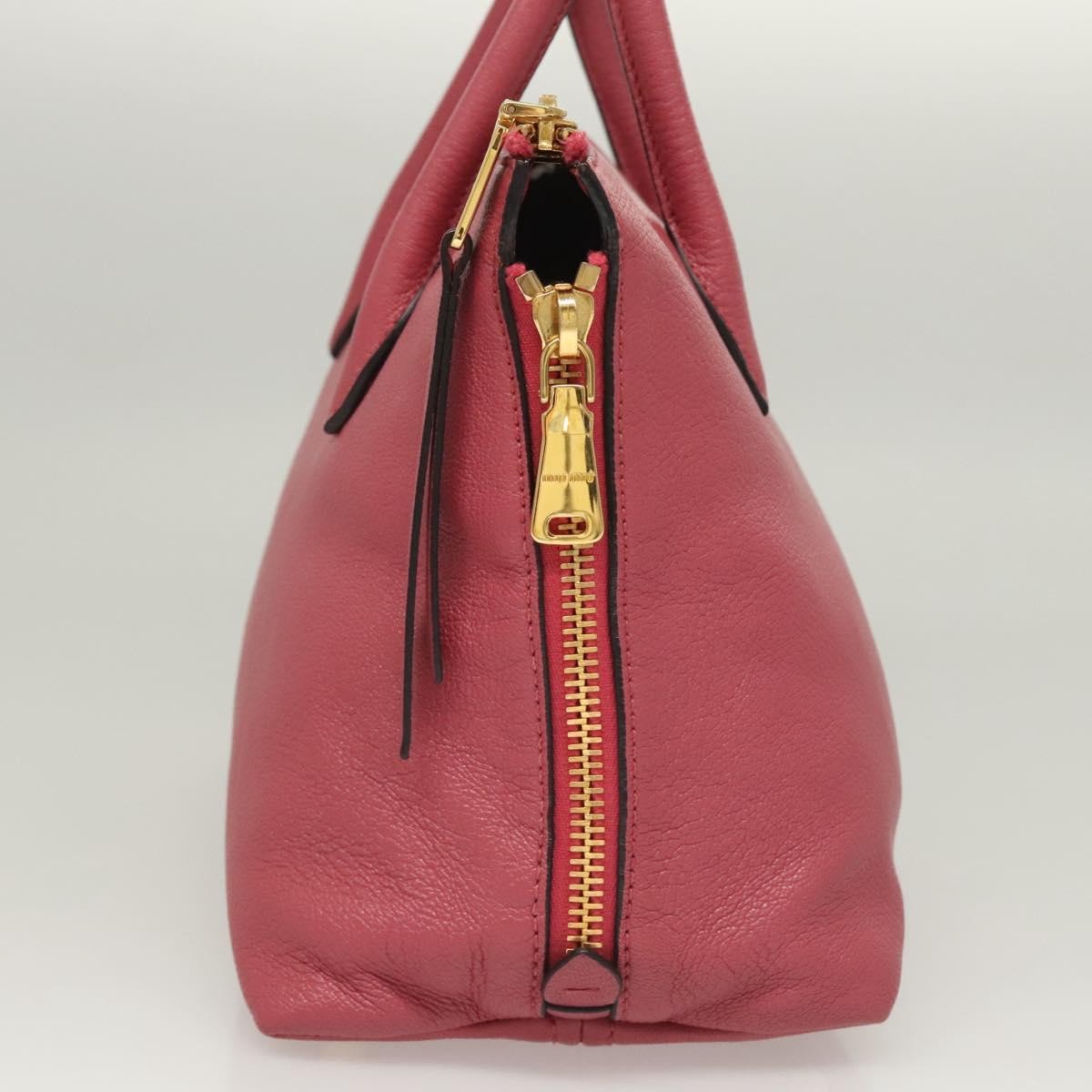 Miu Miu Convertible Madras Side Zip Satchel Grainy Leather, PINK, LEATHER, Handbag