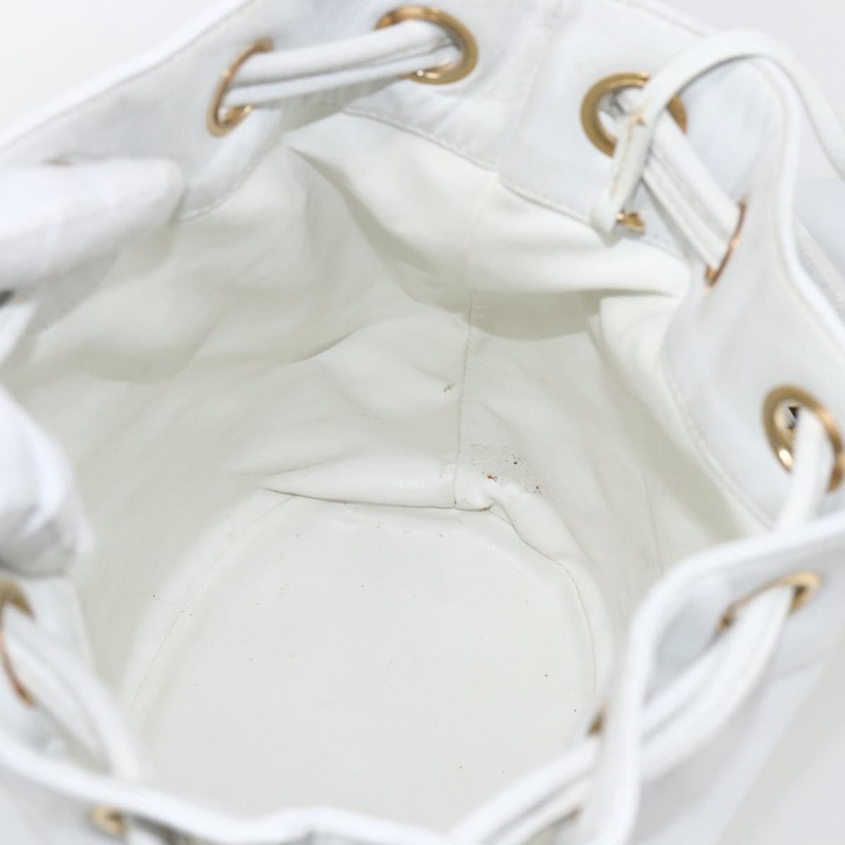 Chanel Vintage CC Drawstring Bucket Bag Caviar, WHITE, LEATHER, Shoulder bag