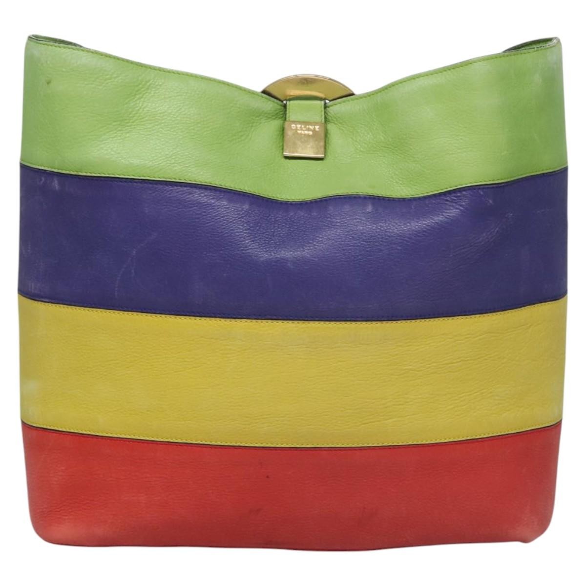 Celine Circle logo Leather, MULTICOLOUR, LEATHER, Shoulder bag