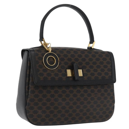 Celine Vintage Convertible Top Handle Bag Macadam Coated Canvas, Black, Canvas, Handbag