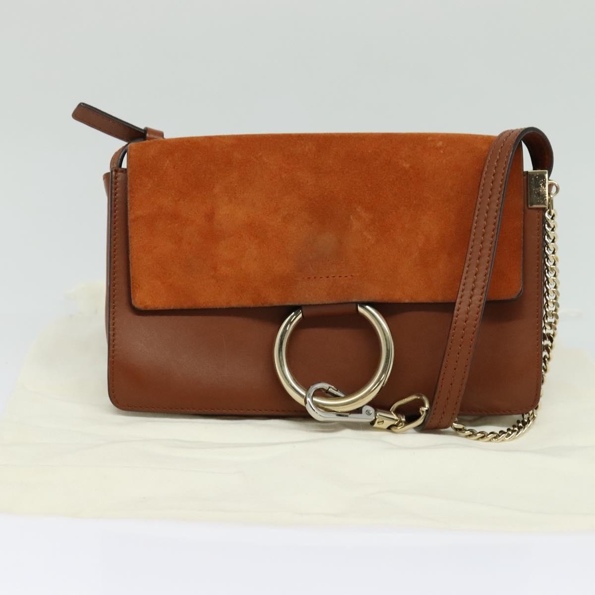 Chloe Faye Shoulder Bag Suede, ORANGE, SUEDE, Shoulder bag