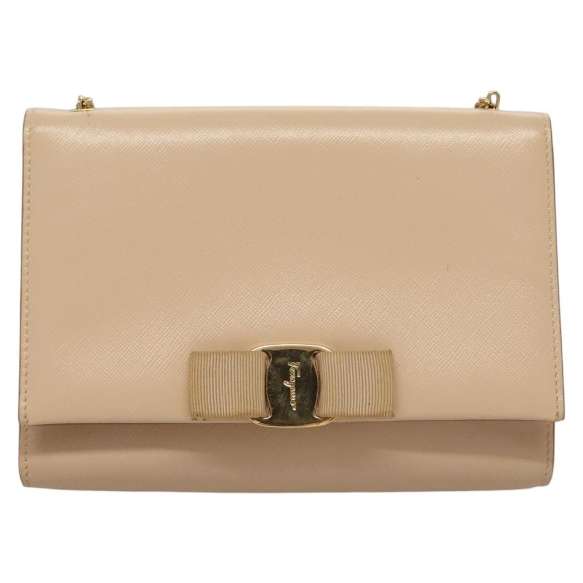 Salvatore Ferragamo Ginny Crossbody Bag Leather, BEIGE, LEATHER, Shoulder bag