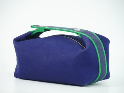 Hermes Bride à Brac Wool, NAVY, CANVAS, Handbag