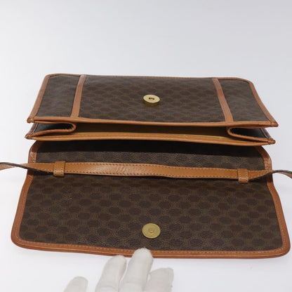 Celine Vintage Macadam Shoulder Bag Canvas and Leather, BROWN, CANVAS, Shoulder bag