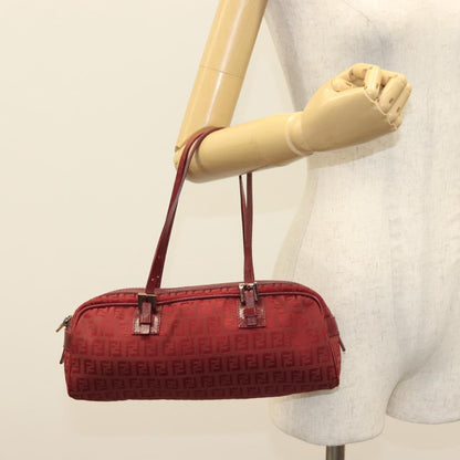 Fendi Bowling Bag Zucchino Canvas, RED, CANVAS, Shoulder bag