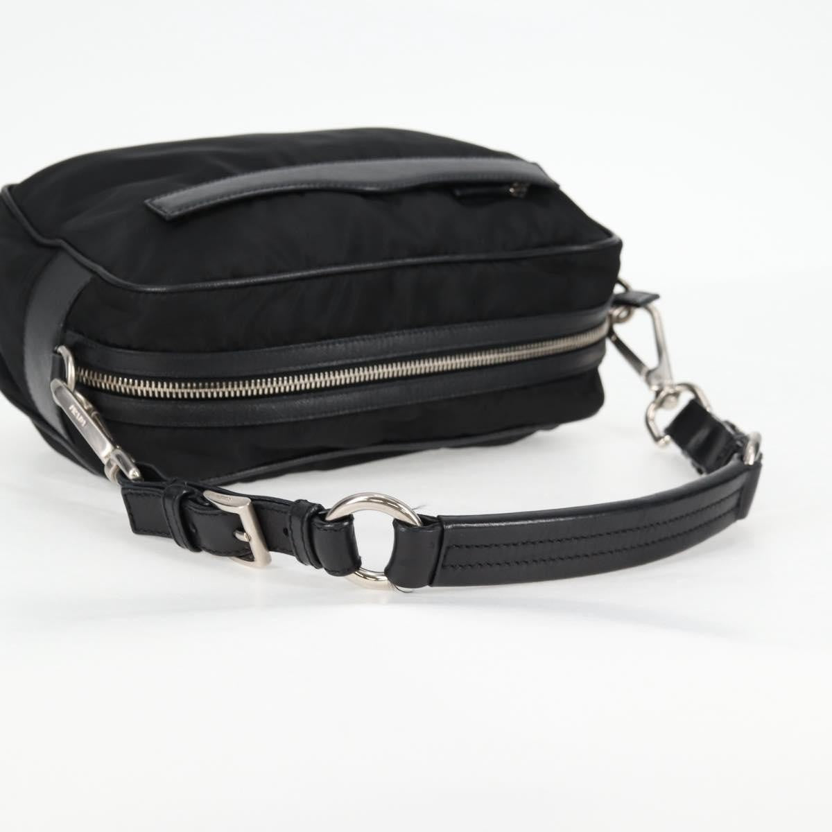 Prada Vintage Front Pocket Shoulder Bag Nylon, BLACK, NYLON, Shoulder bag