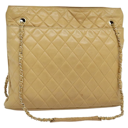 Chanel Vintage Shoulder Bag Leather, Beige, Leather, Shoulder Bag