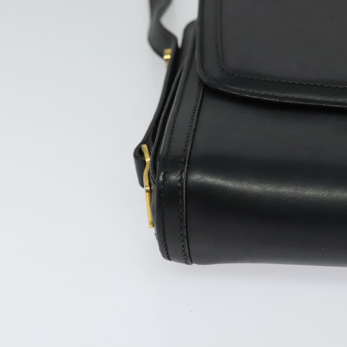 Gucci Vintage Flap Crossbody Bag Leather, BLACK, LEATHER, Shoulder bag