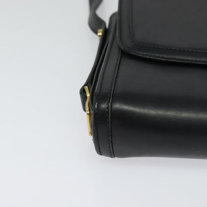 Gucci Vintage Flap Crossbody Bag Leather, BLACK, LEATHER, Shoulder bag