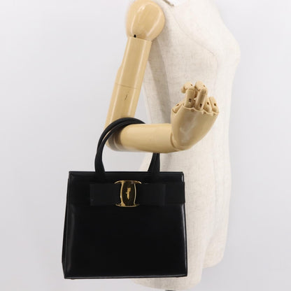 Salvatore Ferragamo Vala Handbag Leather, BLACK, LEATHER, Handbag