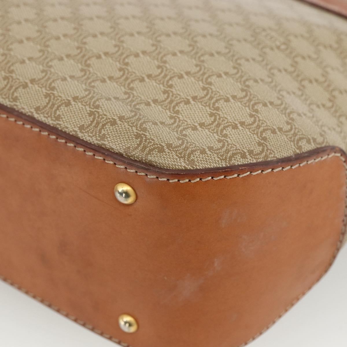 Celine Vintage Macadam Handbag Canvas and Leather, Beige, Canvas, Handbag