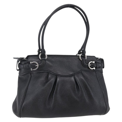 Salvatore Ferragamo Gancini Tote Leather, BLACK, LEATHER, Tote bag