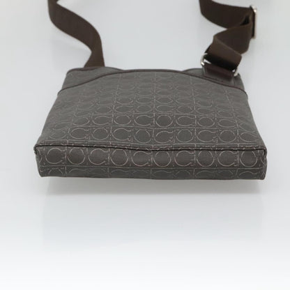 Salvatore Ferragamo Gancini Shoulder Bag Canvas, BROWN, CANVAS, Shoulder bag