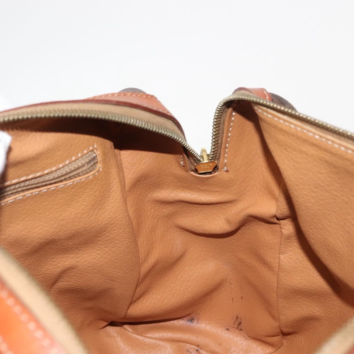 Celine Vintage Macadam Handbag Canvas and Leather, BROWN, CANVAS, Handbag