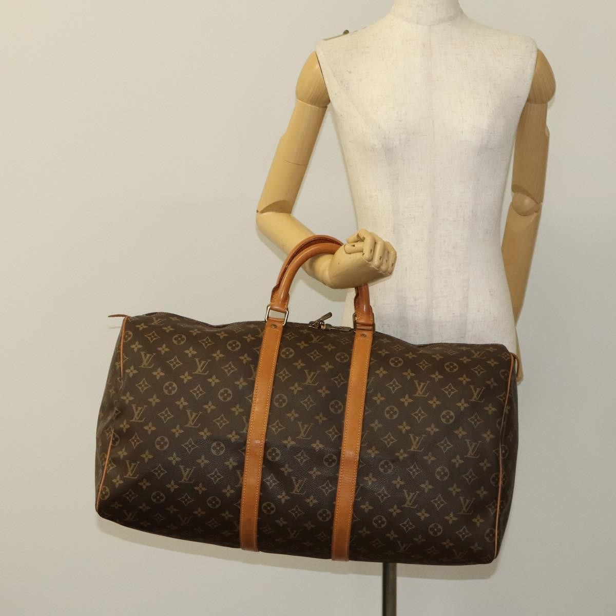 Louis Vuitton Keepall Bag Monogram Canvas, BROWN, CANVAS, Travel bag