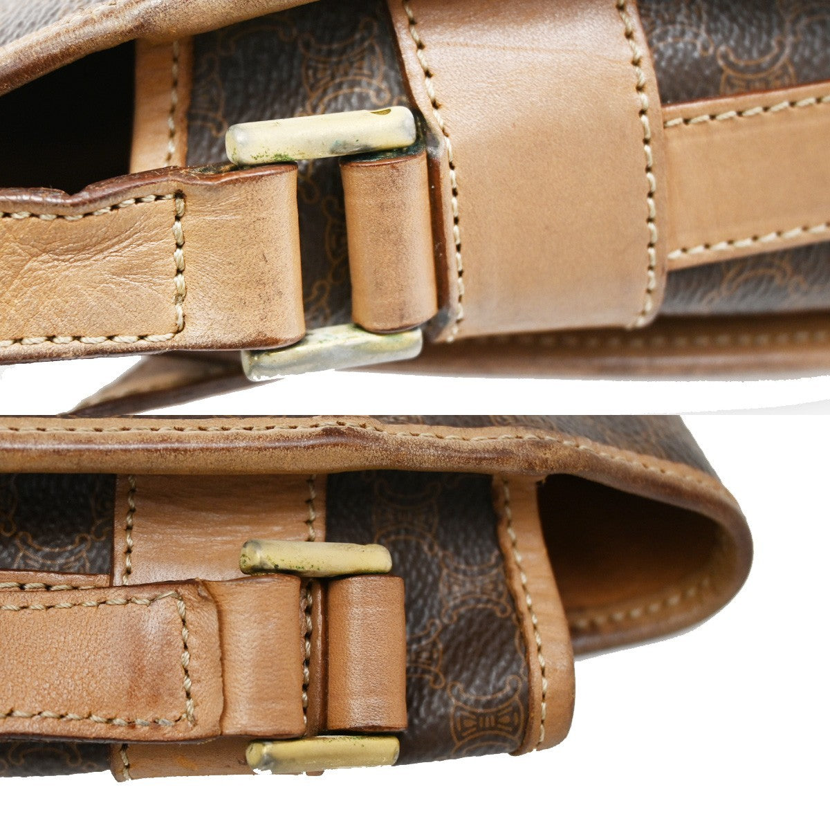 Celine Macadam Shoulder Bag Canvas, BROWN, CANVAS, Shoulder bag