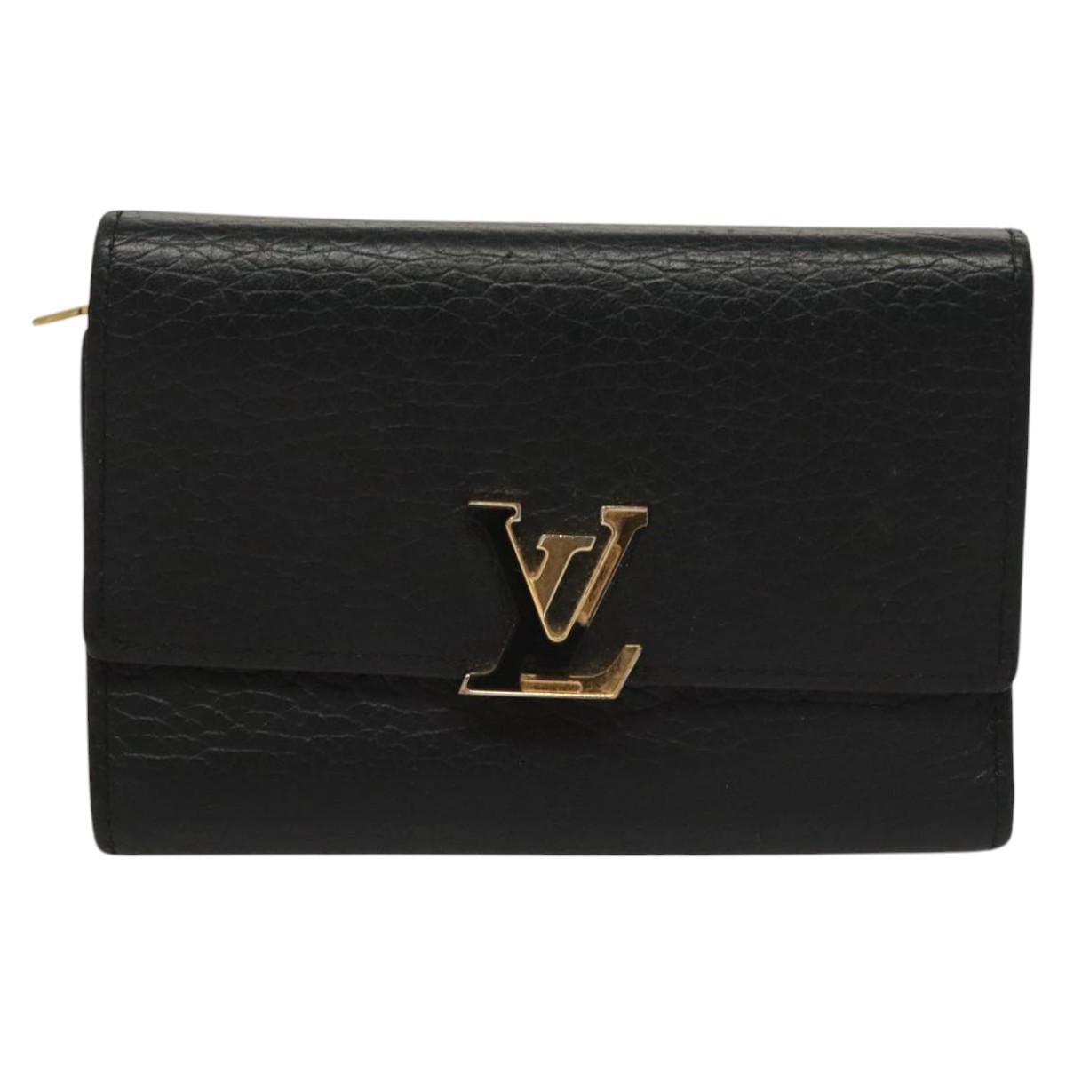 Louis Vuitton Capucines Compact wallet Leather, BLACK, LEATHER, Wallets