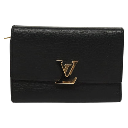 Louis Vuitton Capucines Compact wallet Leather, BLACK, LEATHER, Wallets