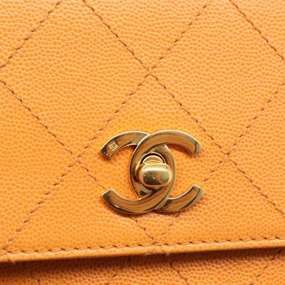 Chanel Vintage CC Flap Shoulder Bag Leather, ORANGE, LEATHER, Shoulder bag