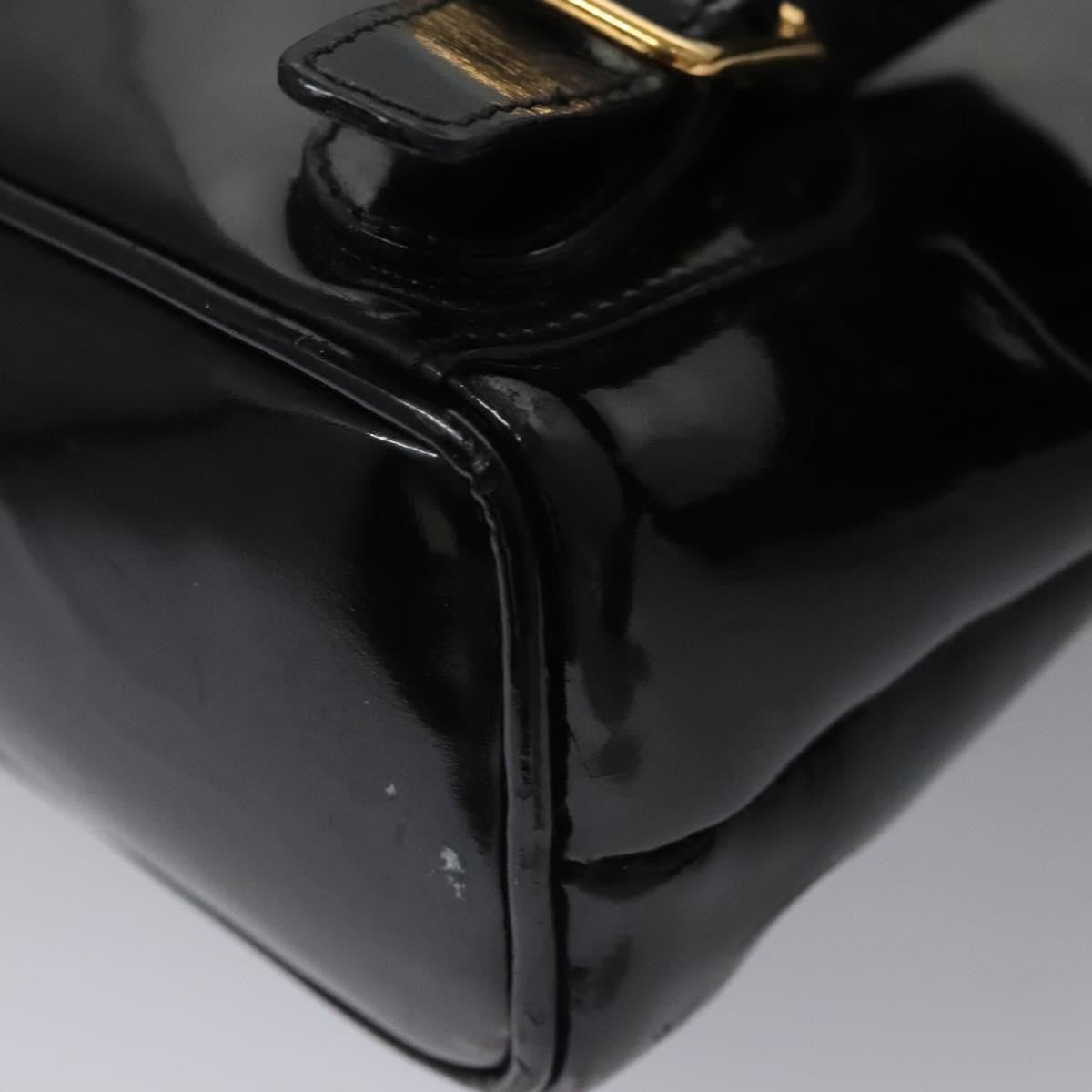 Gucci Vintage Bamboo Backpack Patent, Black, Patent Leather, Backpack