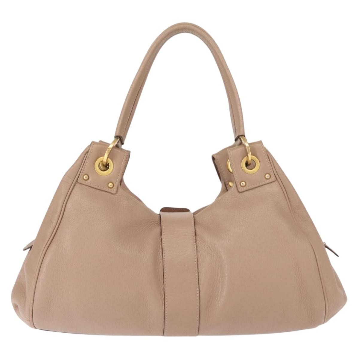 Salvatore Ferragamo Gancini handbag Leather, BEIGE, LEATHER, Handbag