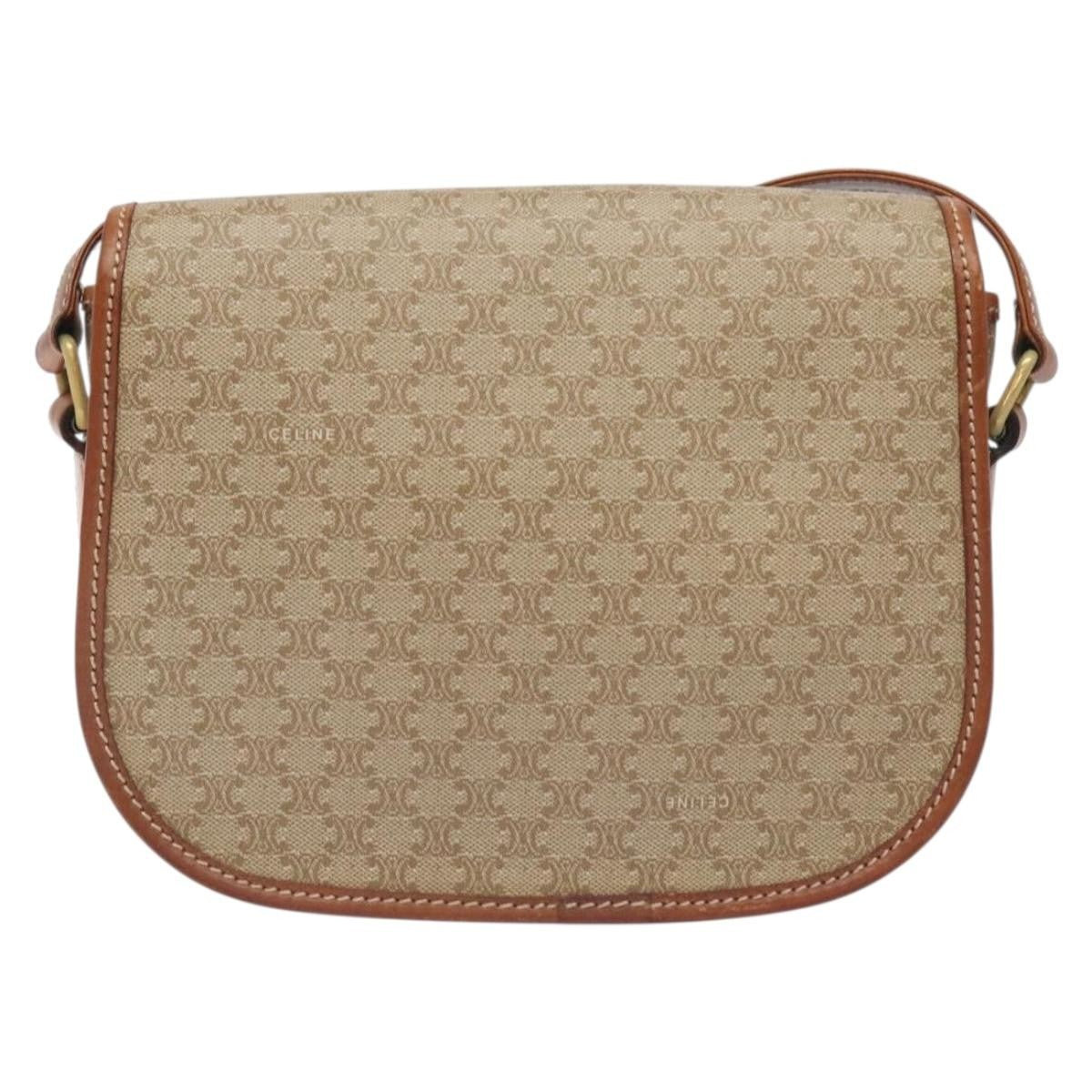 Celine Macadam Shoulder Bag PVC Leather, BEIGE, CANVAS, Shoulder bag