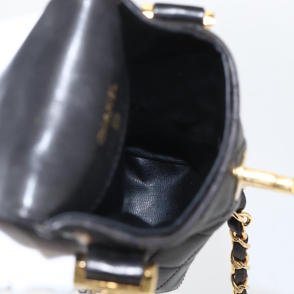 Chanel CC Flap Phone Holder Crossbody Bag Quilted Lambskin, BLACK, LEATHER, Shoulder bag