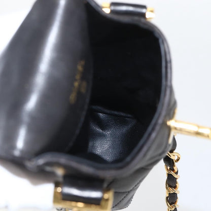 Chanel CC Flap Phone Holder Crossbody Bag Quilted Lambskin, BLACK, LEATHER, Shoulder bag