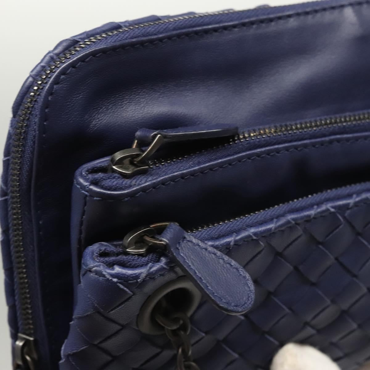 Bottega Veneta Intrecciato Leather, NAVY, LEATHER, Handbag