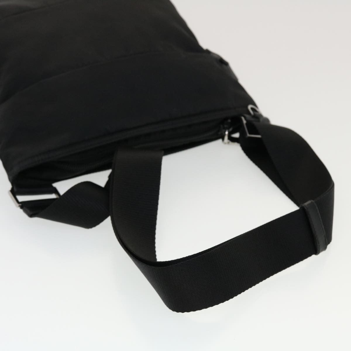 Prada Zip Messenger Bag Horizontal Quilt Tessuto, BLACK, NYLON, Shoulder bag