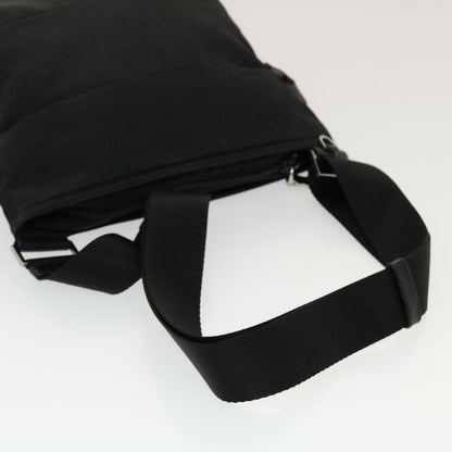 Prada Zip Messenger Bag Horizontal Quilt Tessuto, BLACK, NYLON, Shoulder bag