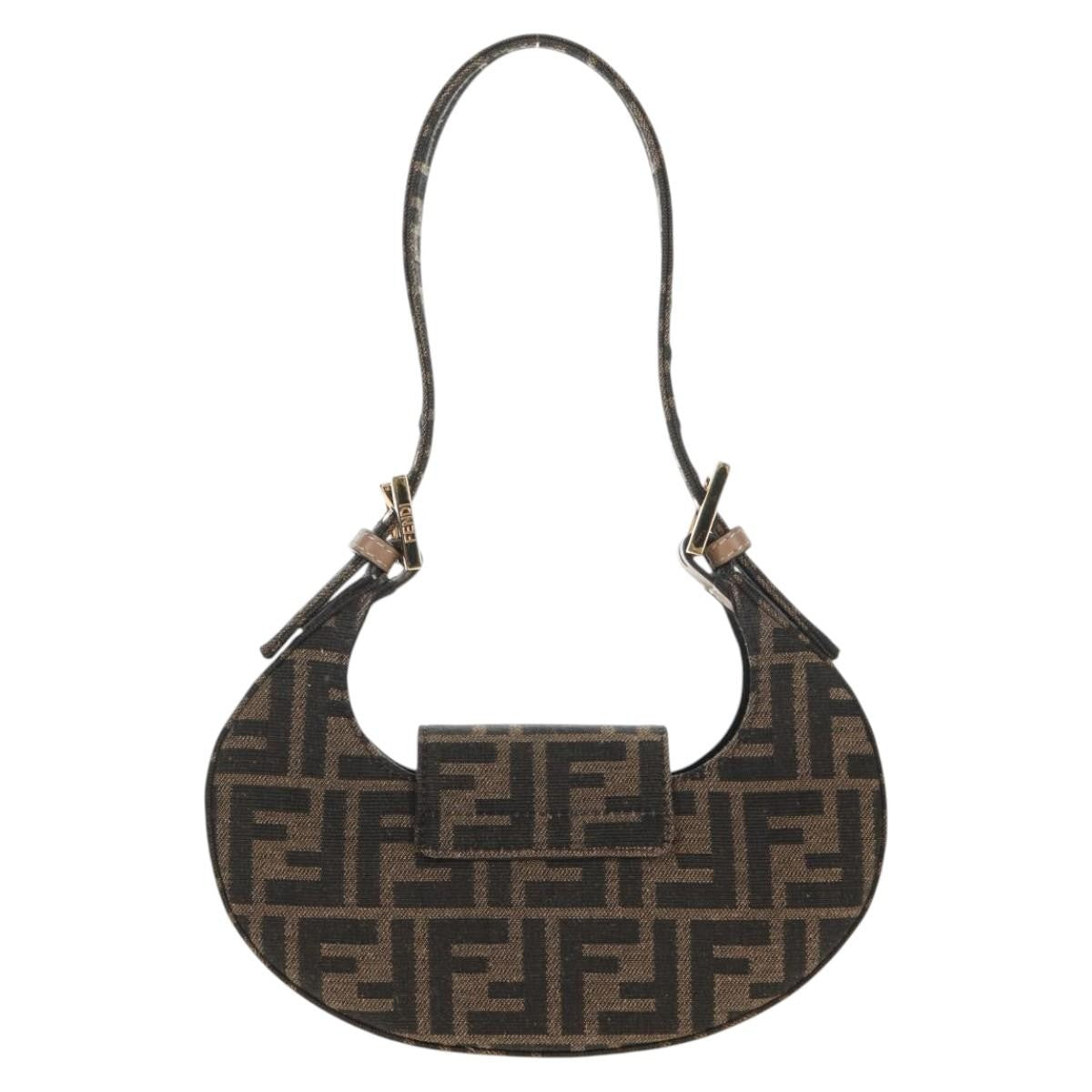 Fendi Cookie Hobo Zucca Canvas, BROWN, CANVAS, Handbag