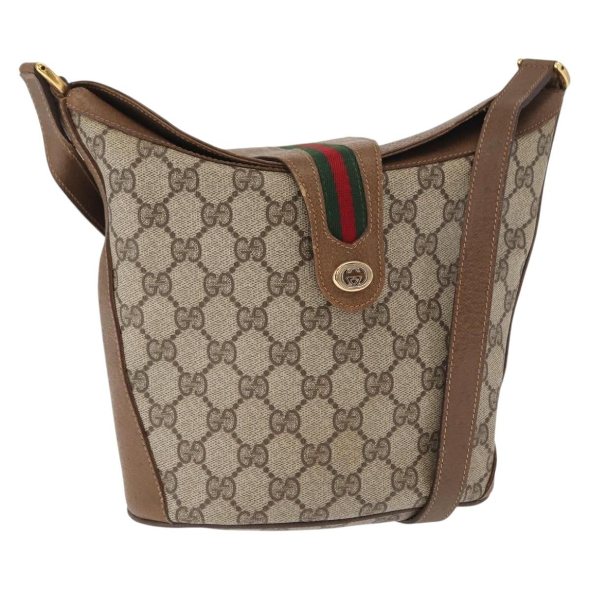 Gucci Vintage Open Shoulder Bag (Outlet) GG Canvas with Leather, BEIGE, PVC, Shoulder bag