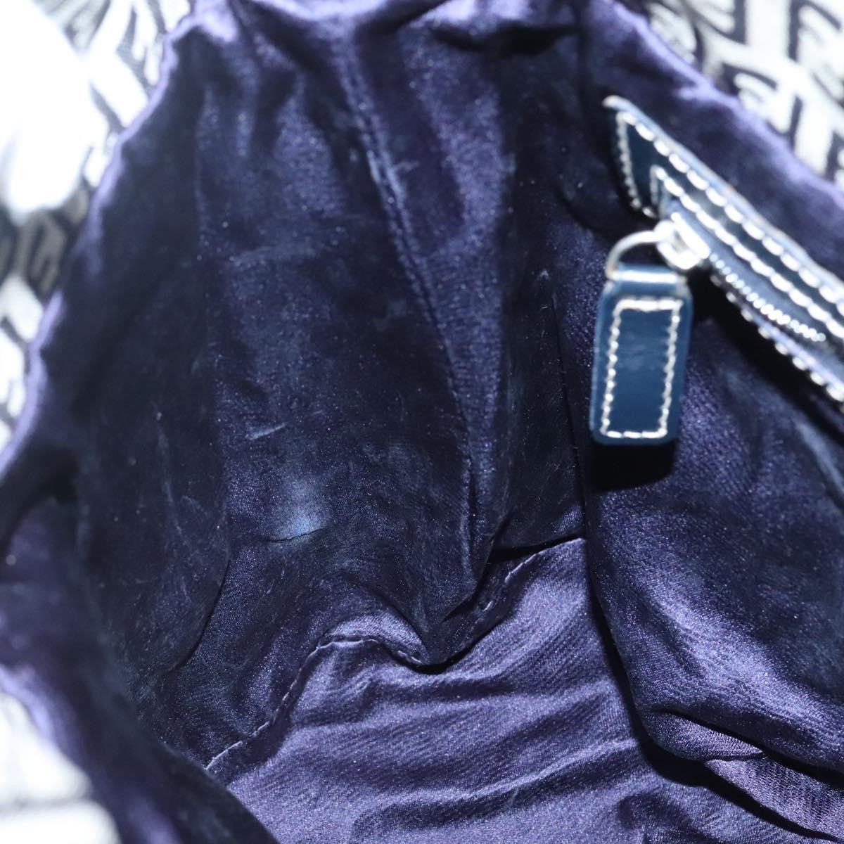 Fendi FF Logo Mon Tresor Bucket Bag Printed Shearling with Leather, NAVY, CANVAS, Shoulder bag