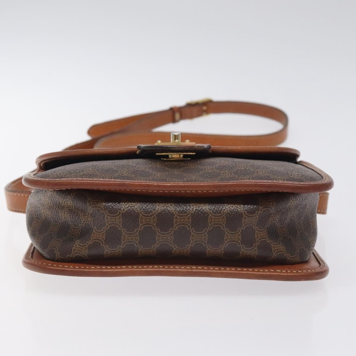 Celine Vintage Macadam Shoulder Bag Canvas and Leather, BROWN, CANVAS, Shoulder bag