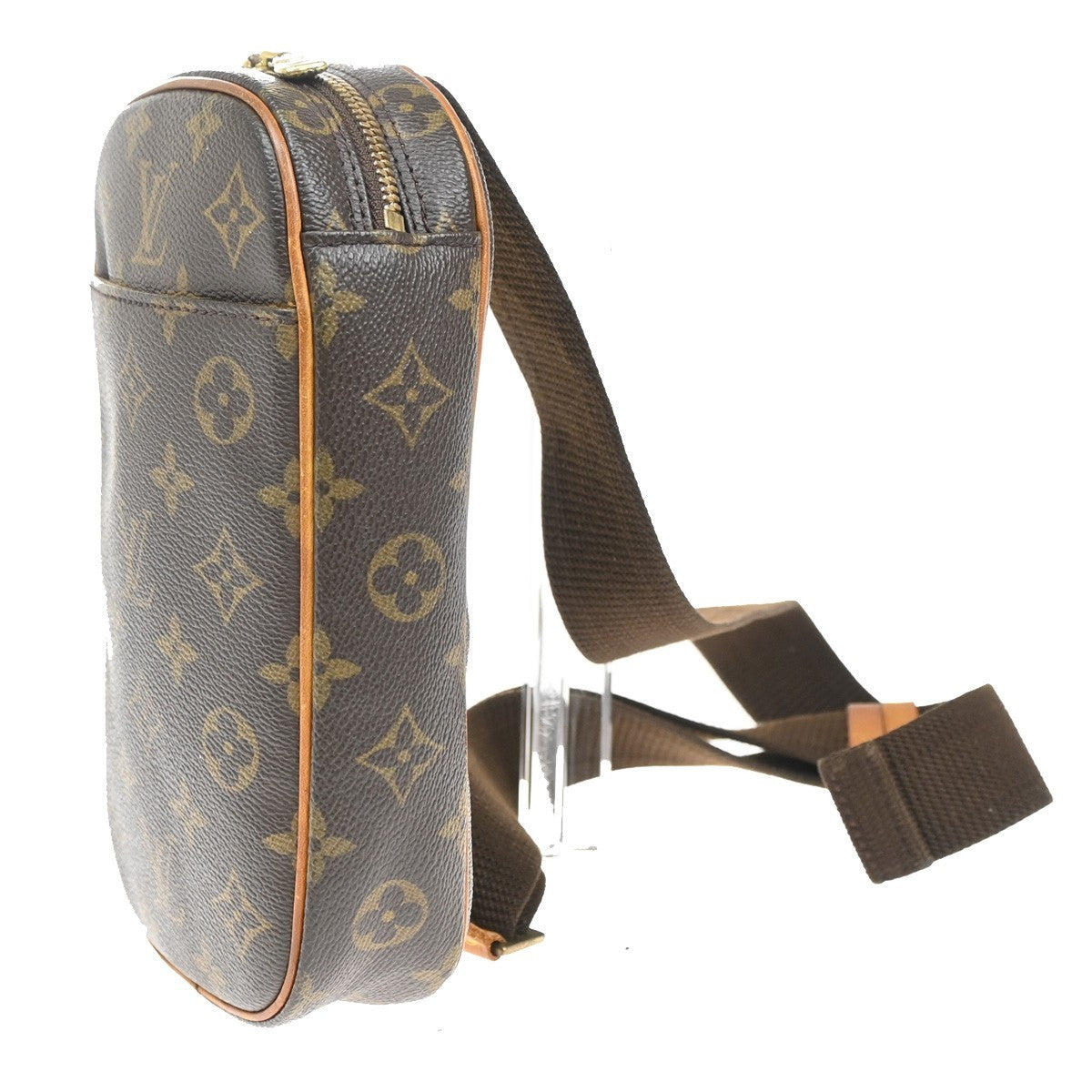 Louis Vuitton Pochette Gange Monogram Canvas, BROWN, CANVAS, Clutche & pouche