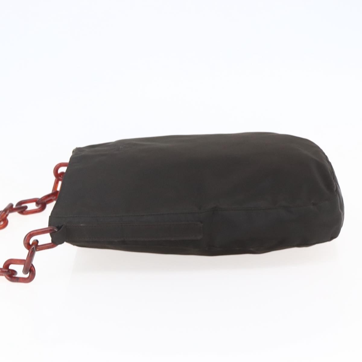 Prada Resin chain shoulder bag Nylon, BROWN, NYLON, Shoulder bag