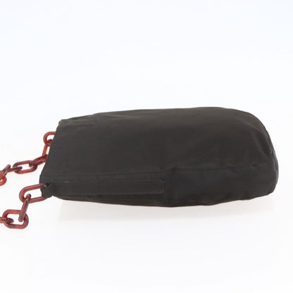 Prada Resin chain shoulder bag Nylon, BROWN, NYLON, Shoulder bag