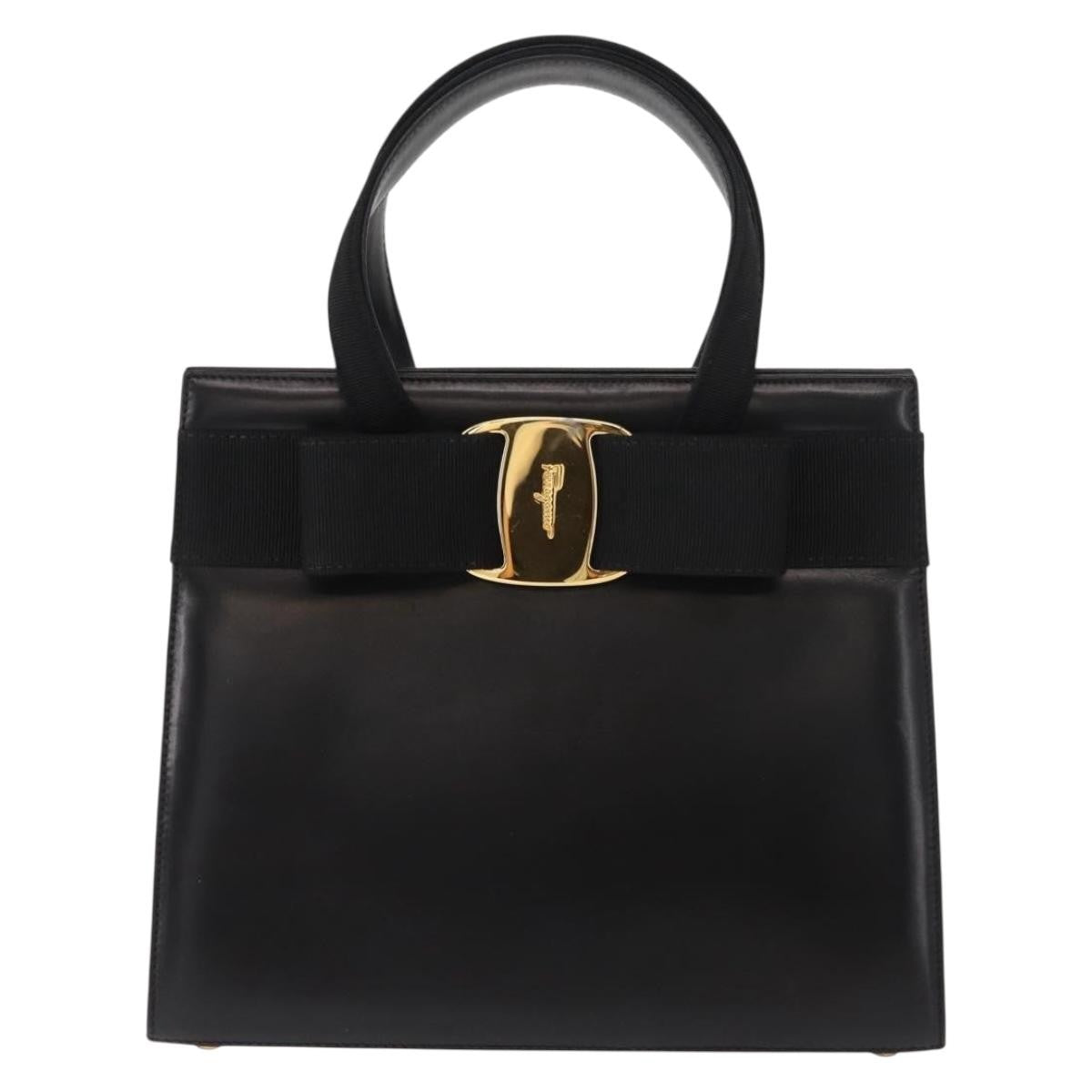 Salvatore Ferragamo Vala Handbag Leather, BLACK, LEATHER, Handbag