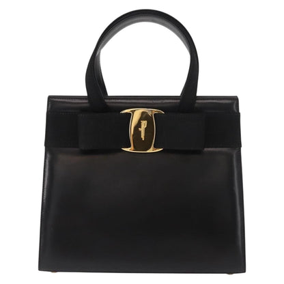 Salvatore Ferragamo Vala Handbag Leather, BLACK, LEATHER, Handbag