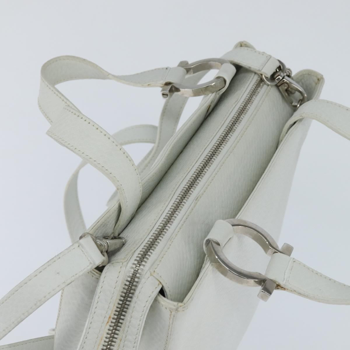 Salvatore Ferragamo Gancini handbag Leather, WHITE, LEATHER, Handbag