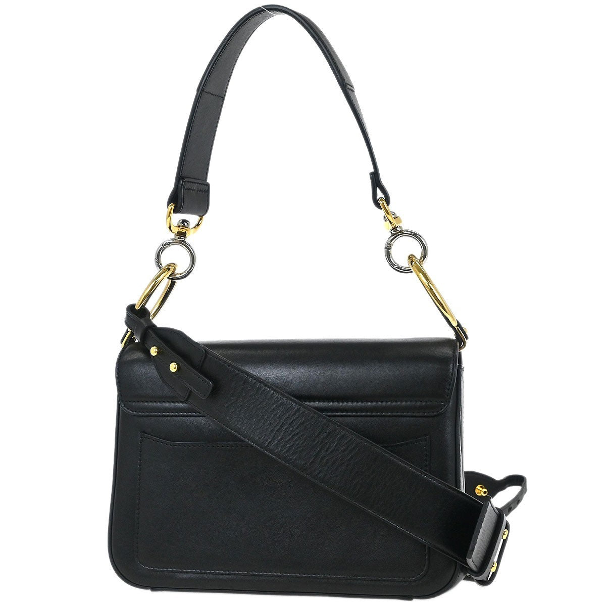 Chloe C Double Carry Bag Leather, BLACK, LEATHER, Shoulder bag