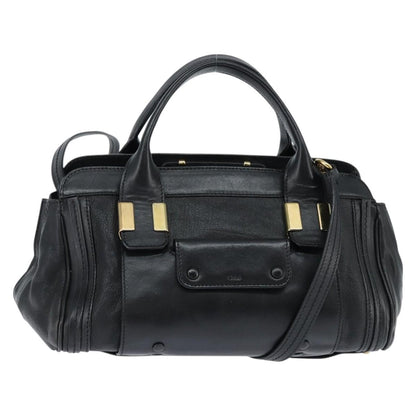 Chloe Alice Satchel Leather, BLACK, LEATHER, Handbag