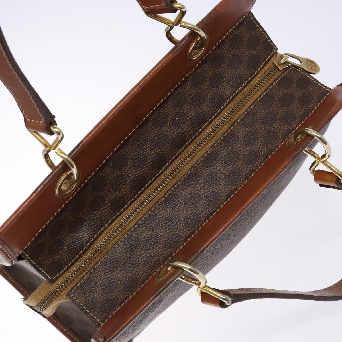 Celine Macadam Handbag Macadam with leather, BROWN, CANVAS, Handbag