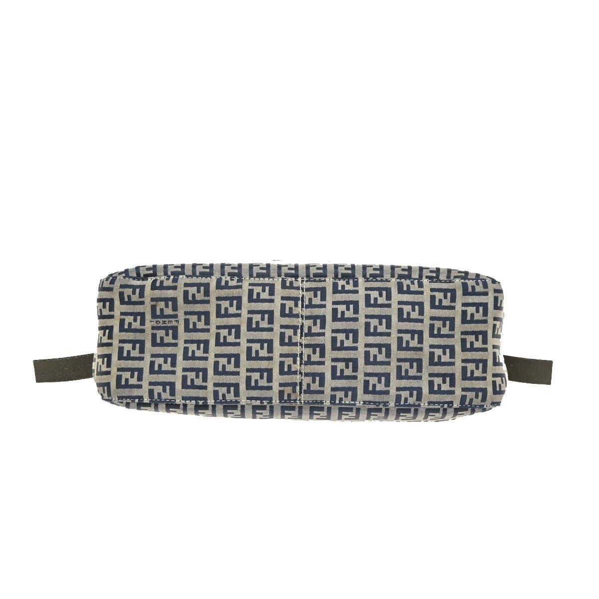 Fendi Vintage Flap Shoulder Bag Zucchino Canvas with Leather, NAVY, CANVAS, Shoulder bag