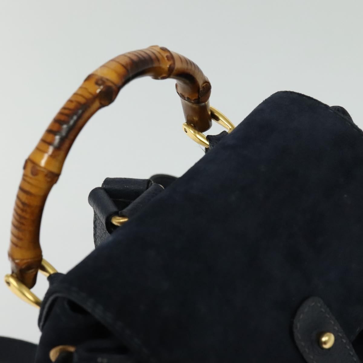 Gucci Gucci bamboo backpack daim, NAVY, SUEDE, Backpack